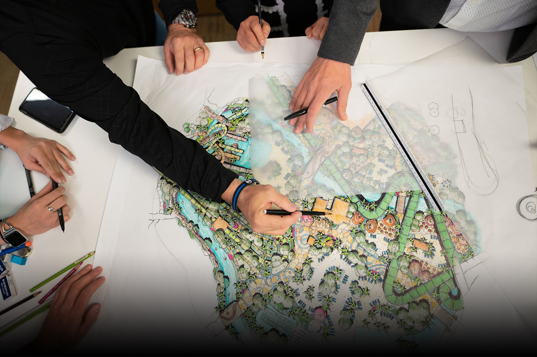 Small group working together