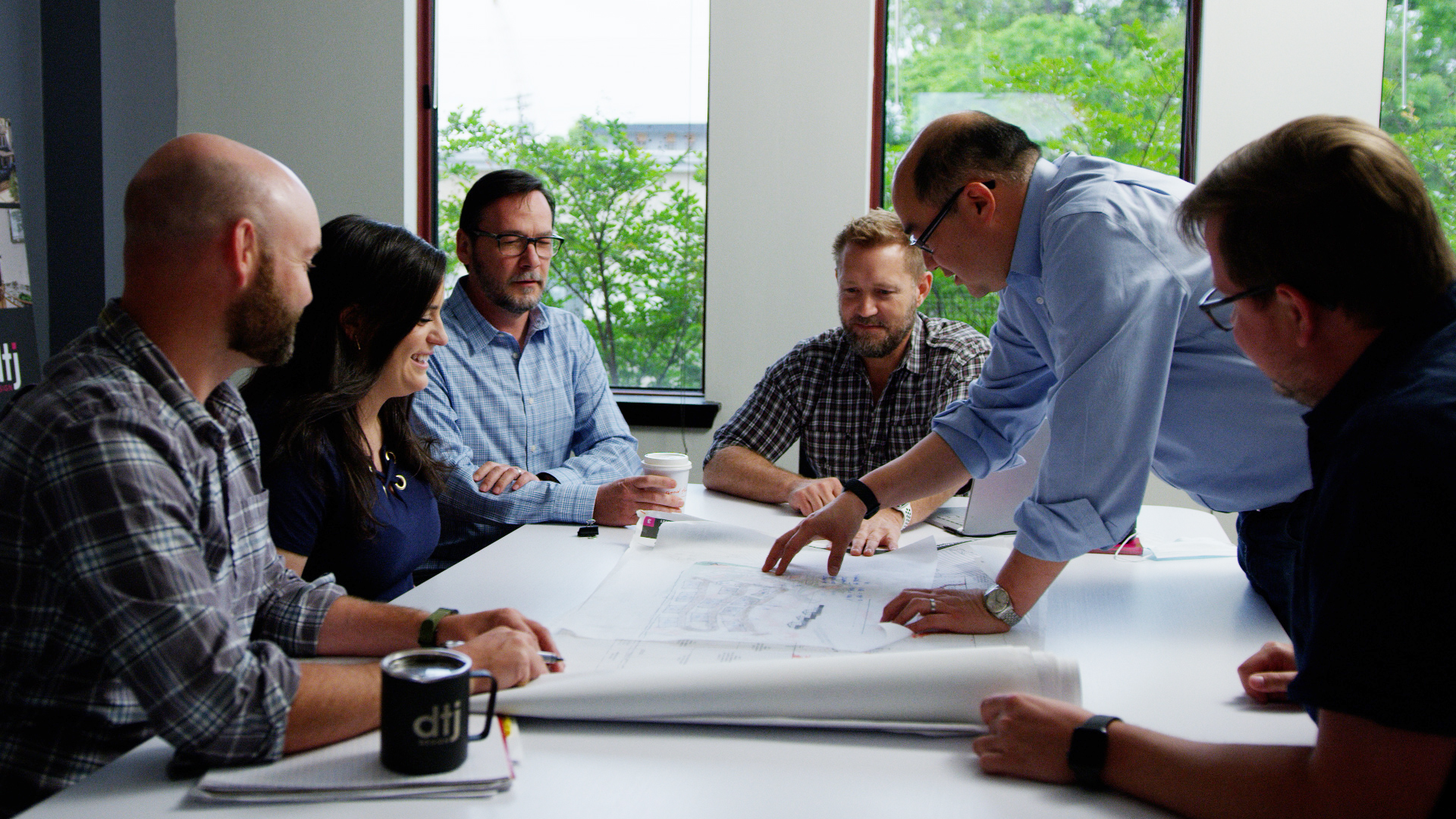 Small group working together